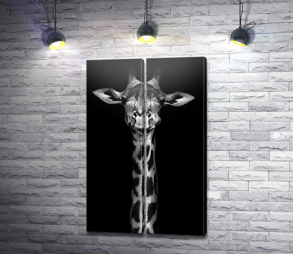 модульная картина Монохромный портрет жирафа