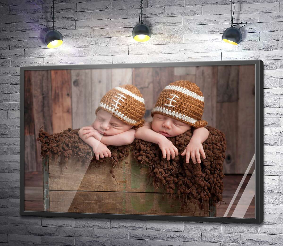 постер Немовлята у в'язаних шапочках-регбі