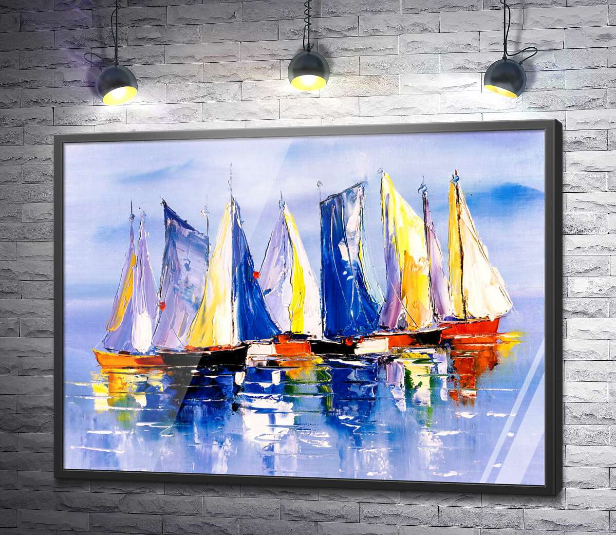 постер Вітрильні човни на дзеркальній гладі води