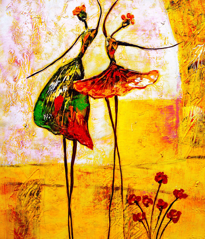 картина-постер Тонкі лінії силуетів танцівниць