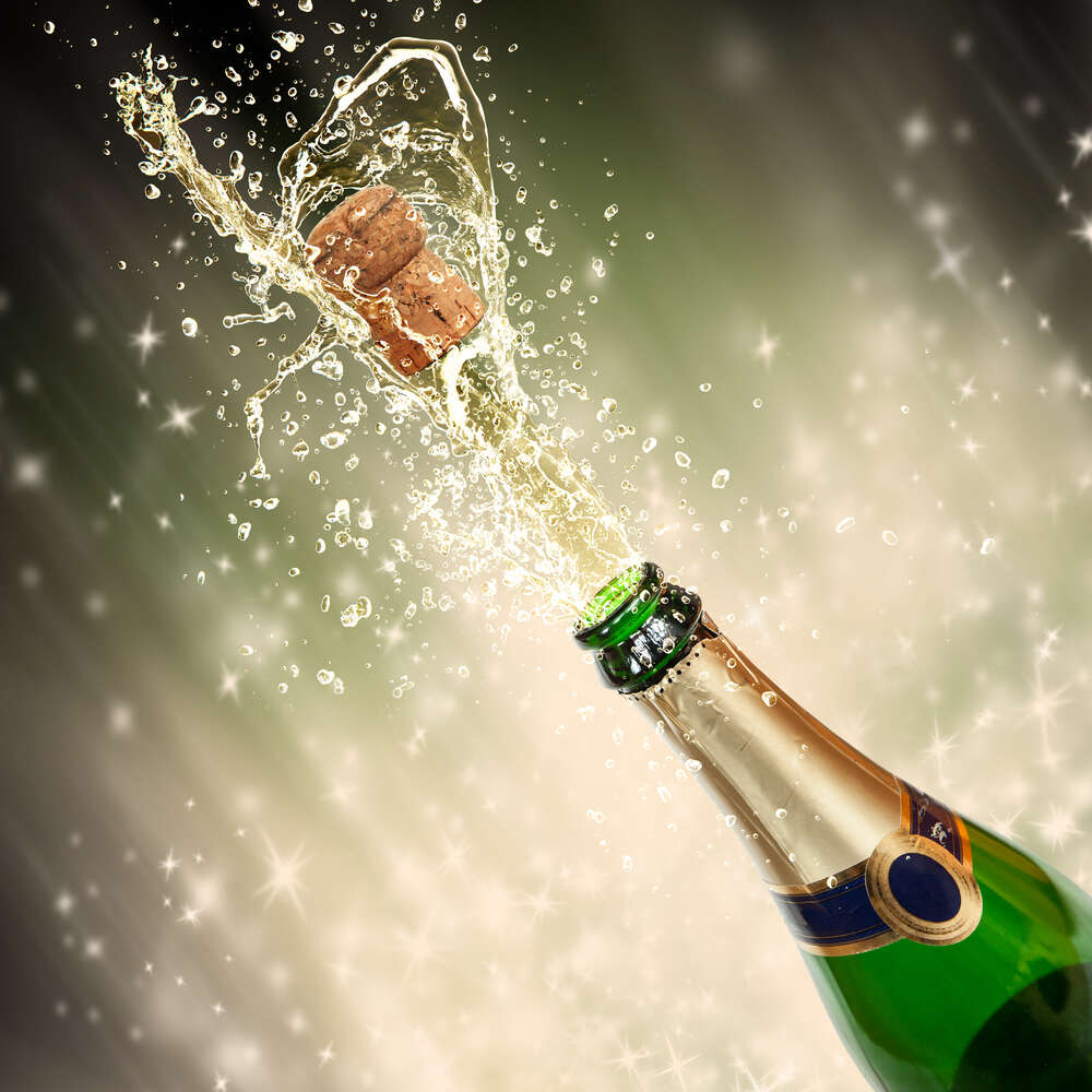 картина-постер Вылетающая пробка шампанского