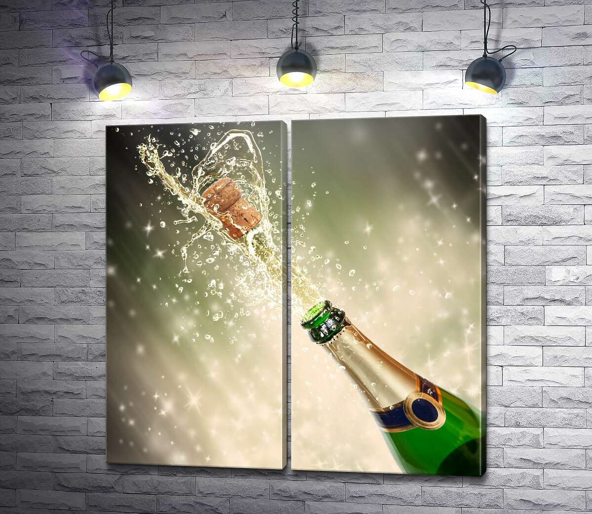 модульная картина Вылетающая пробка шампанского