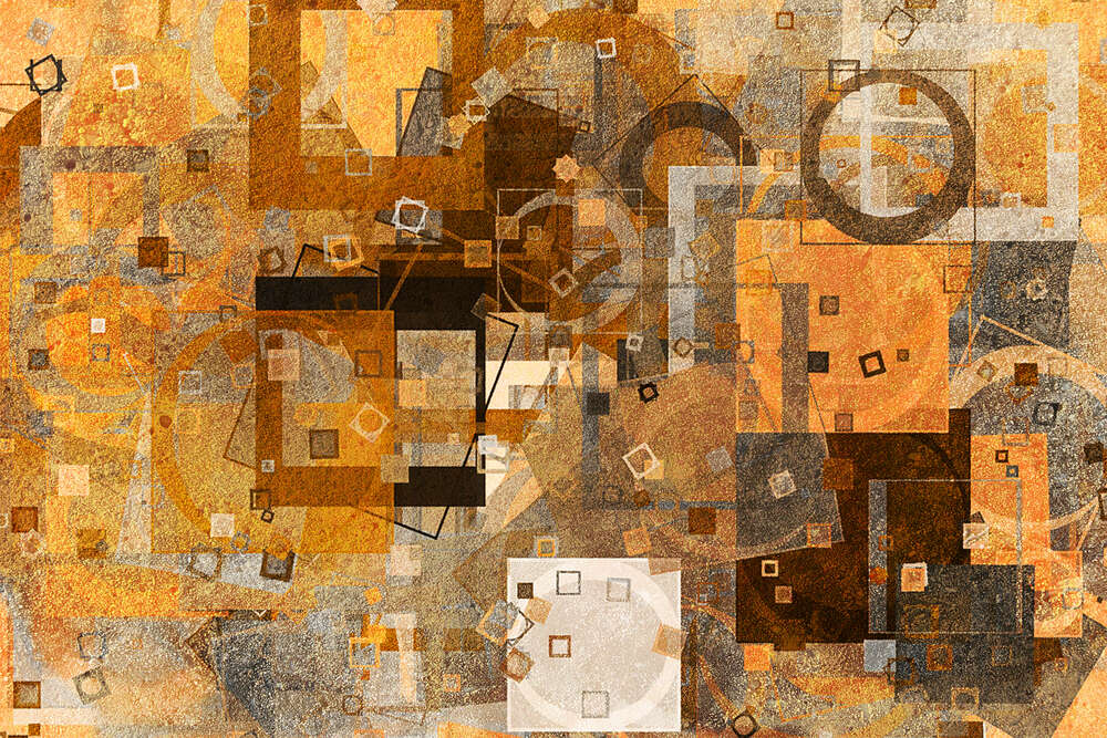 картина-постер Тепла абстракція з квадратів та кіл