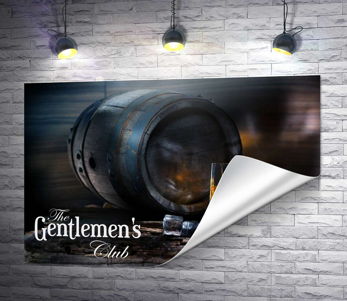 печать Клуб джентльменов: бочка виски и бокал