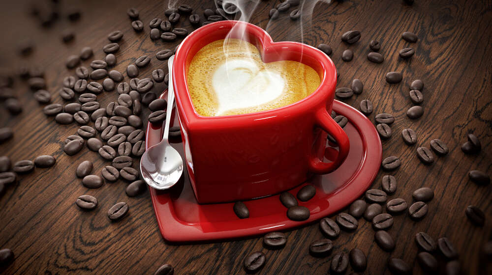 картина-постер Чашка кофе в виде сердца