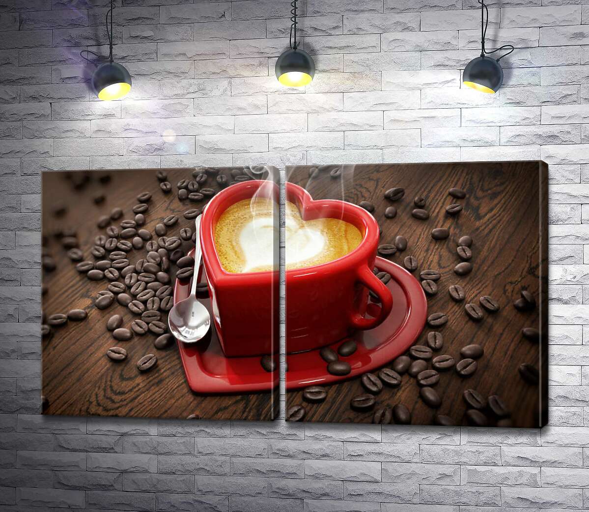 модульная картина Чашка кофе в виде сердца