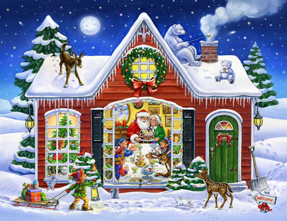 картина-постер Казковий будиночок Санта-Клауса