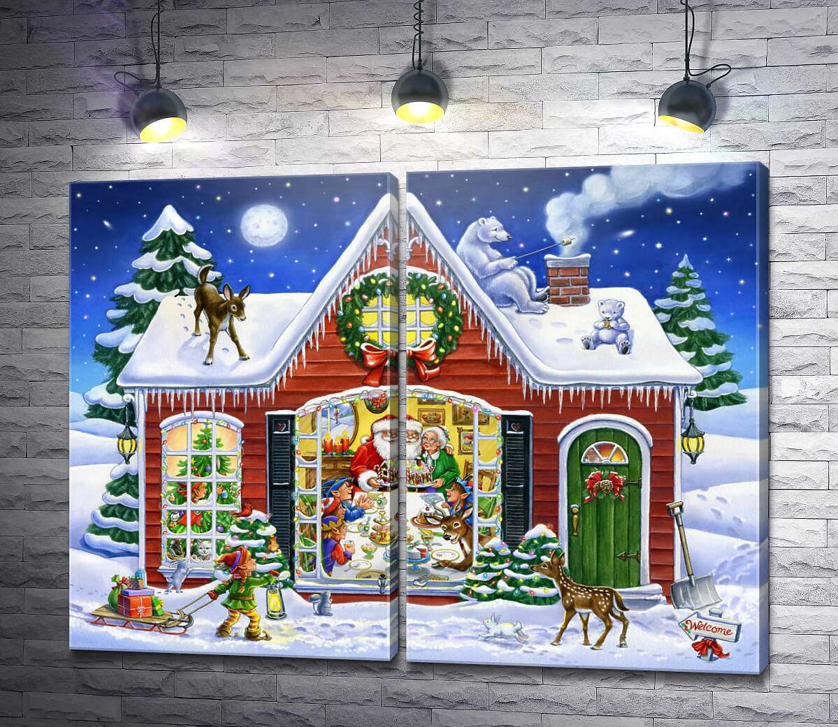 модульная картина Сказочный домик Санта-Клауса