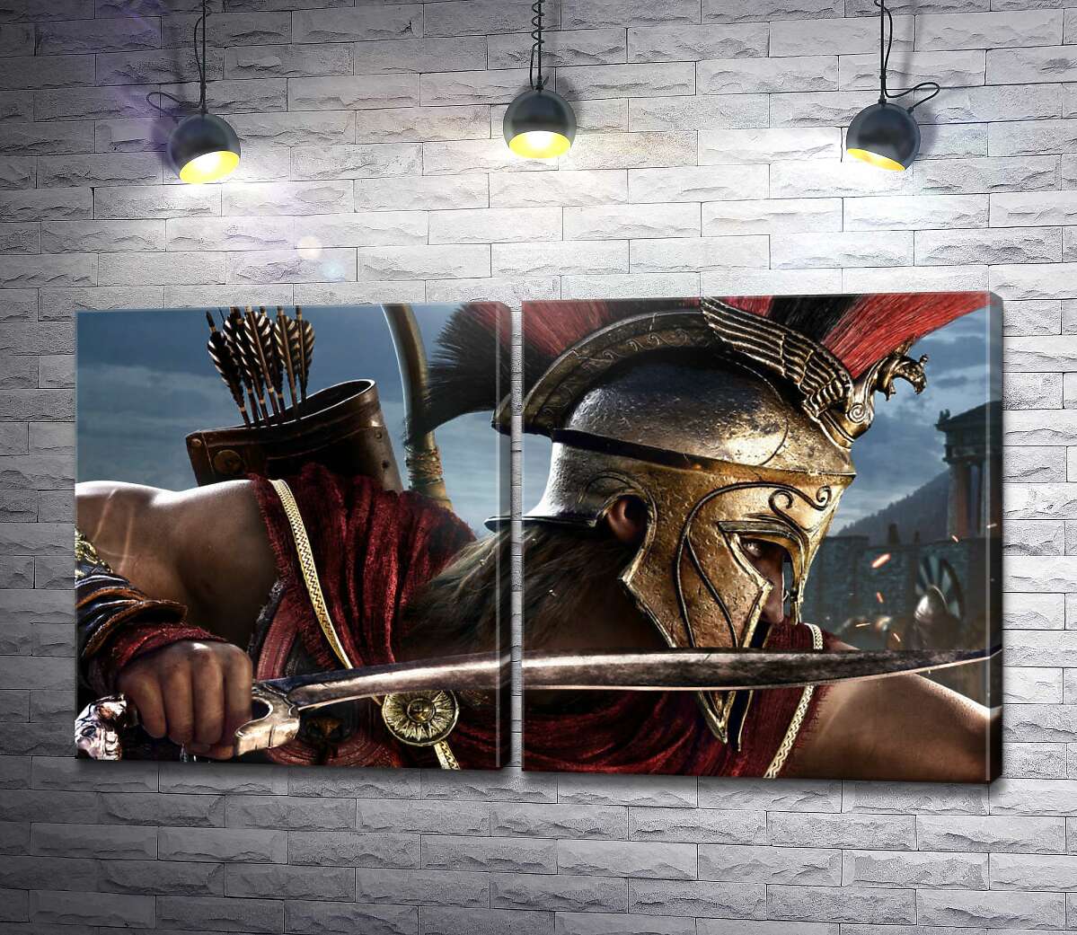 модульная картина Воин-спартанец с кинжалом