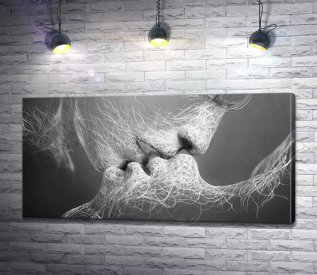 картина Поцелуй абстрактных образов (черно-белый)