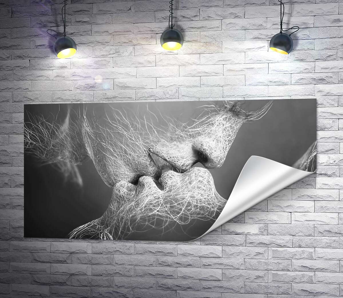 друк Поцілунок абстрактних образів (чорно-білий)