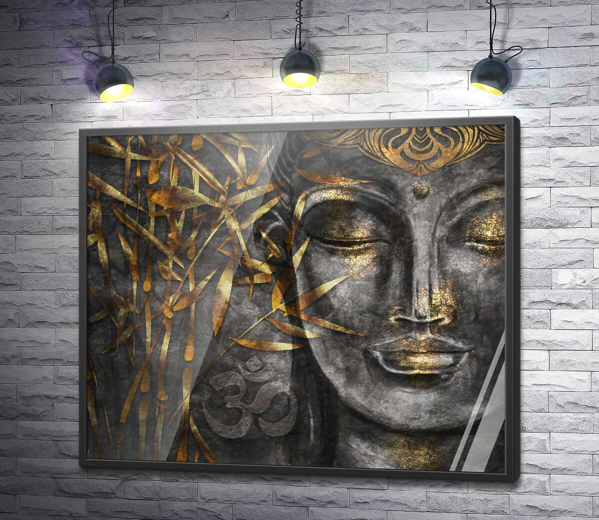 постер Лицо Будды и золотые стебли