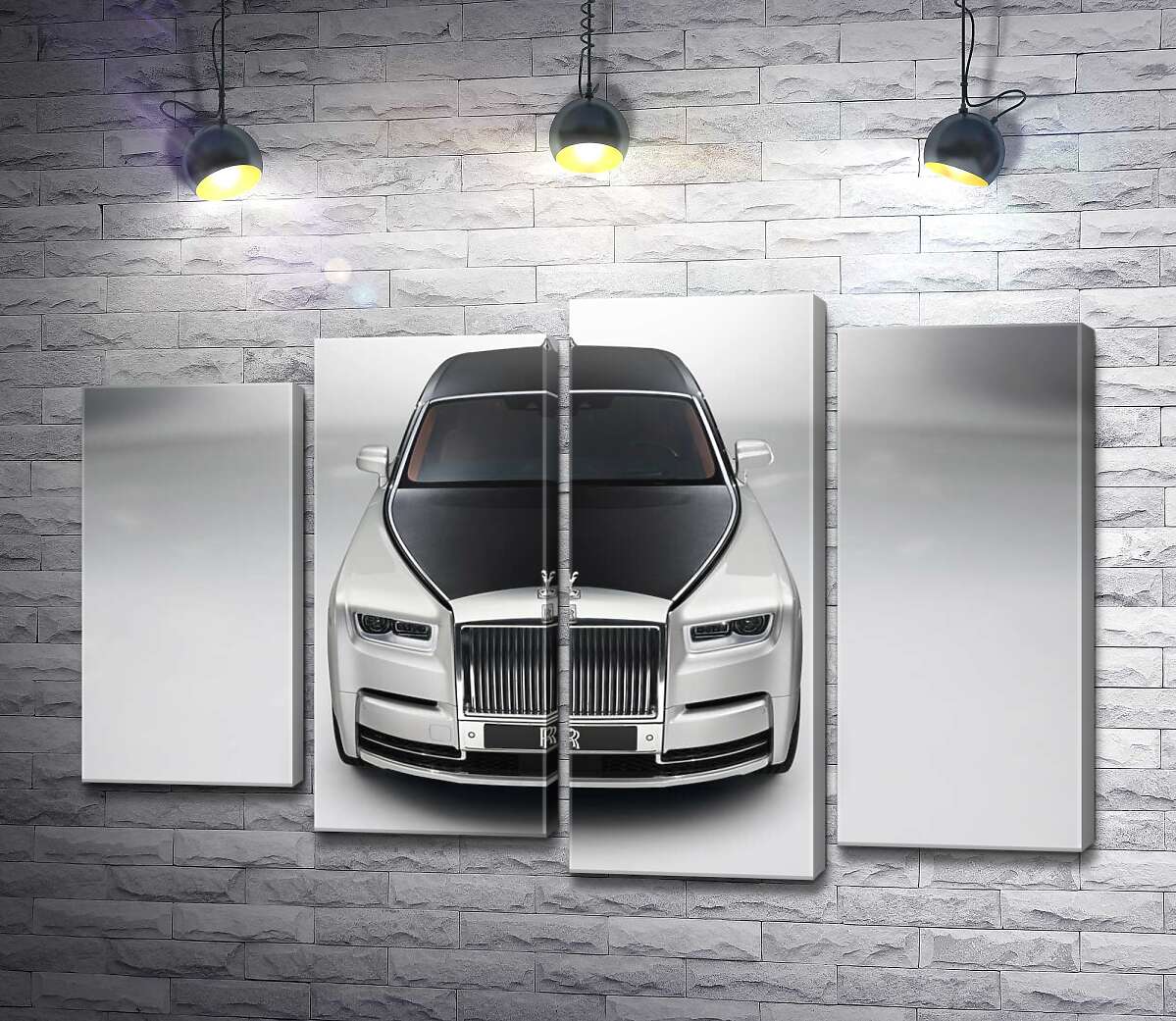 модульная картина Стильный черно-белый Rolls Royce (Модуль №3)