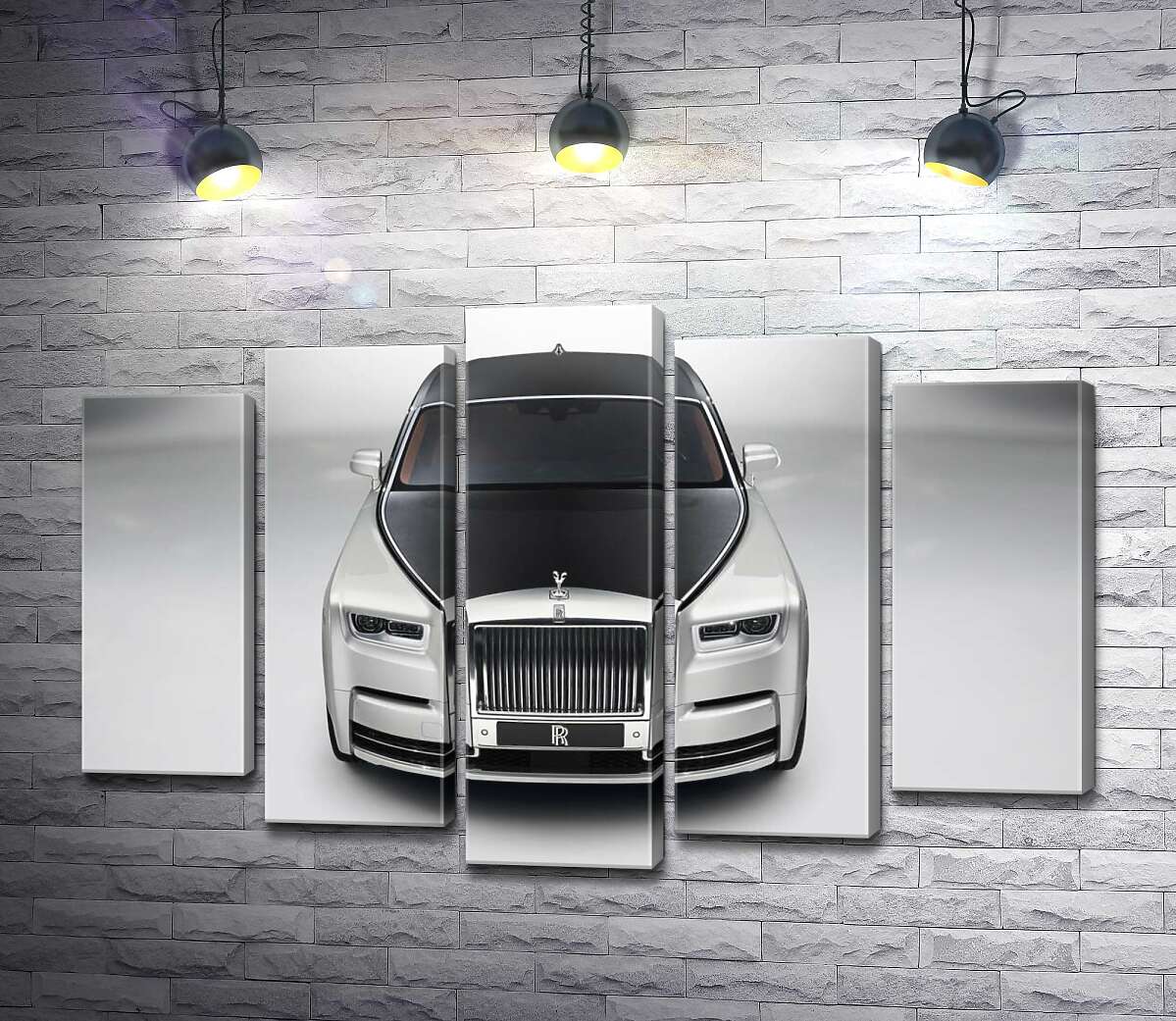 модульная картина Стильный черно-белый Rolls Royce (Модуль №4)