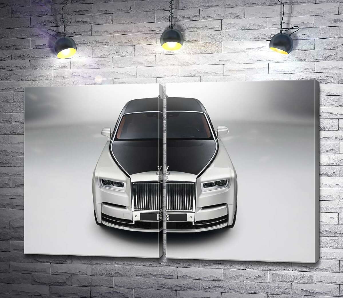модульная картина Стильный черно-белый Rolls Royce