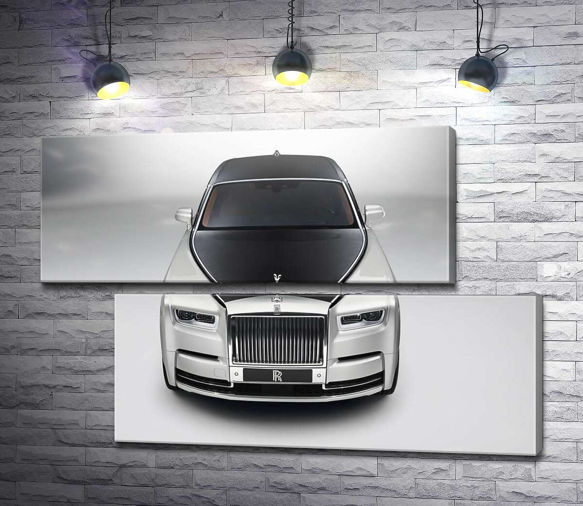 модульная картина Стильный черно-белый Rolls Royce (Модуль №8)