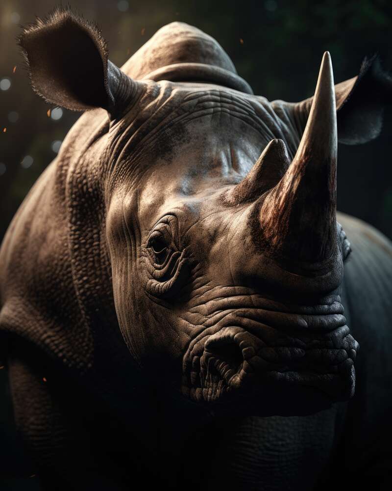 картина-постер Портрет мощного носорога