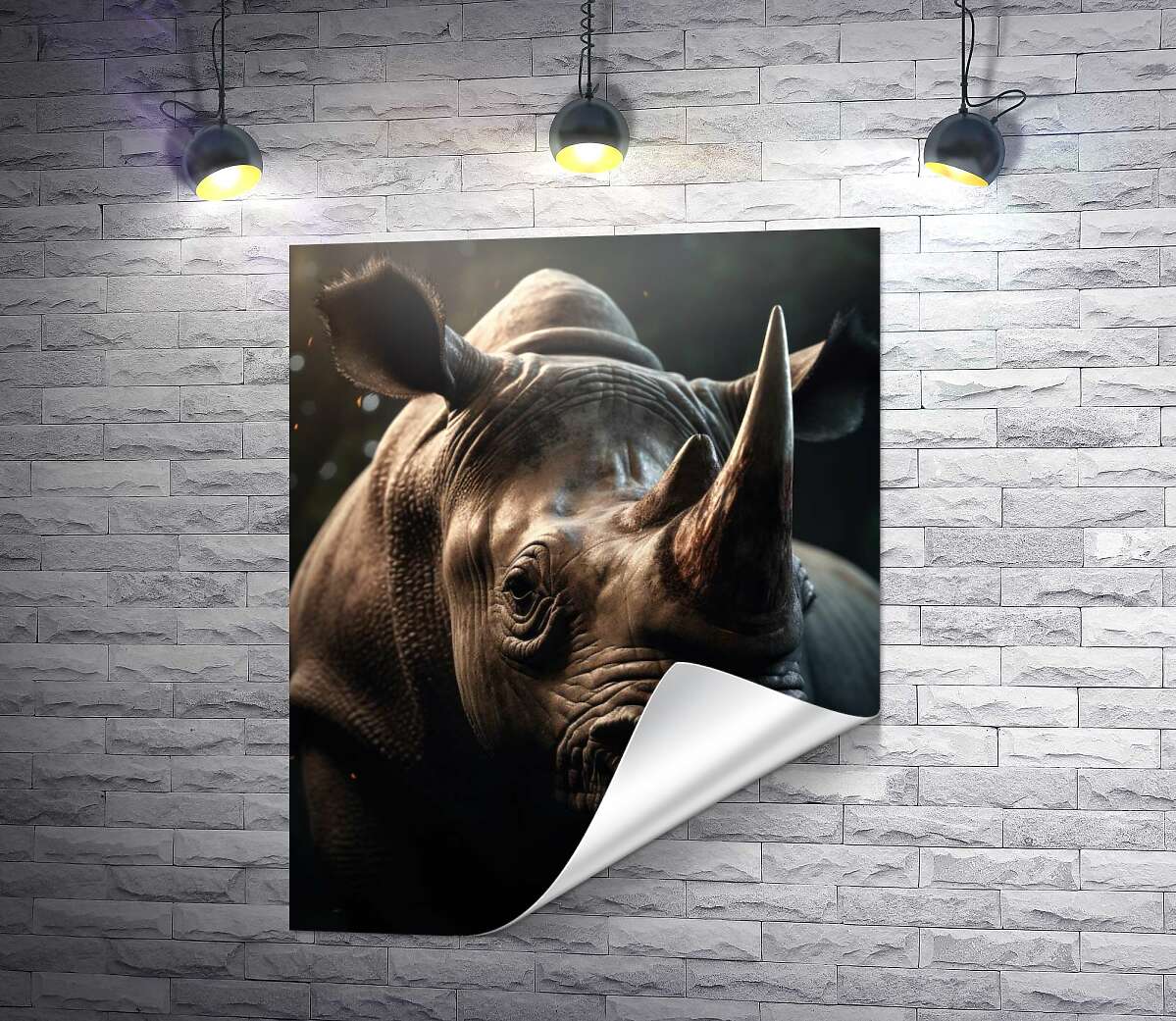 печать Портрет мощного носорога