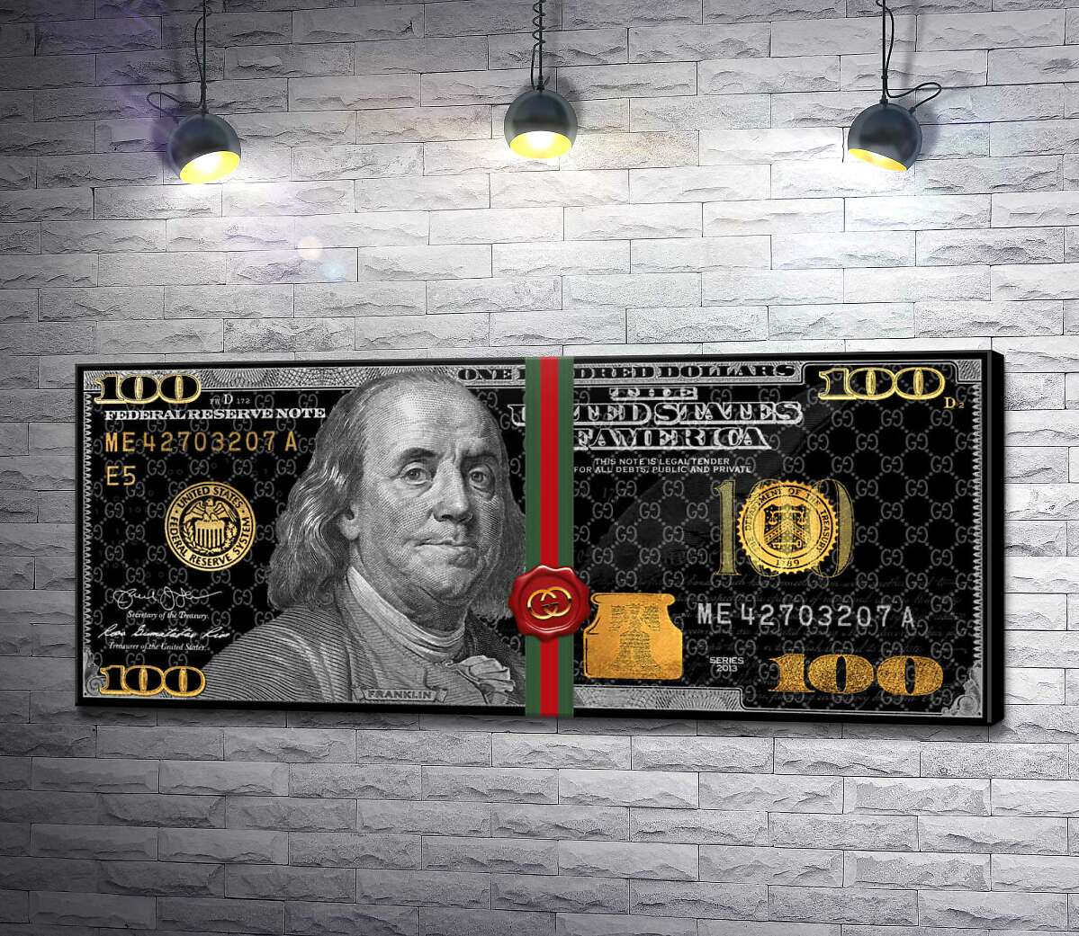 картина Золоті 100 доларів у стилі Gucci