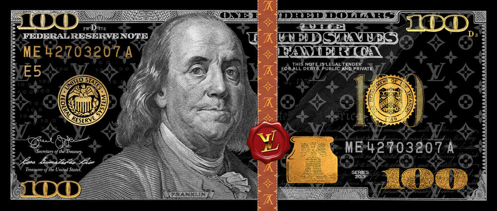 картина-постер Золотые 100 долларов в стиле Louis Vuitton