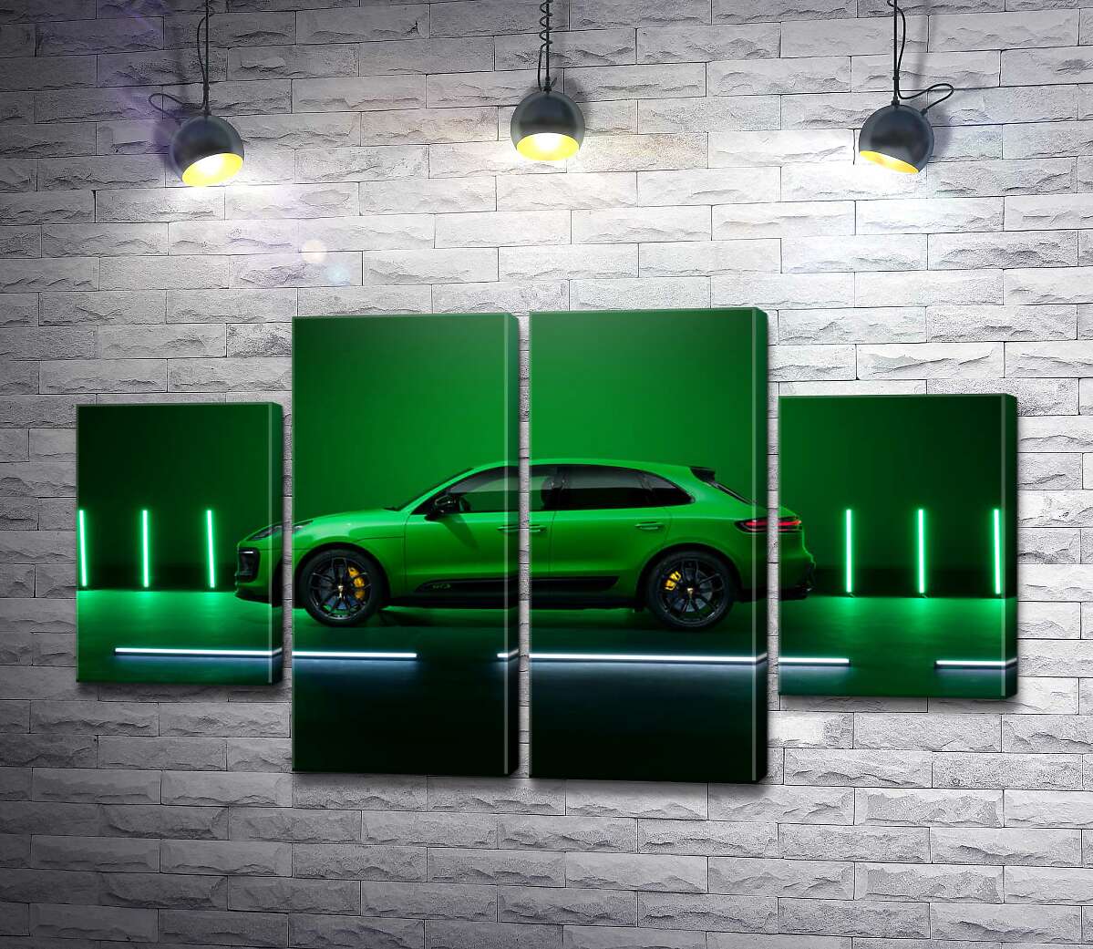 модульная картина Porsche Macan в зеленом цвете (Модуль №20)