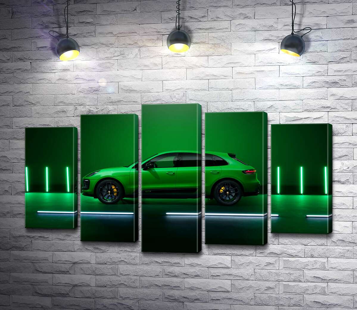 модульная картина Porsche Macan в зеленом цвете (Модуль №4)