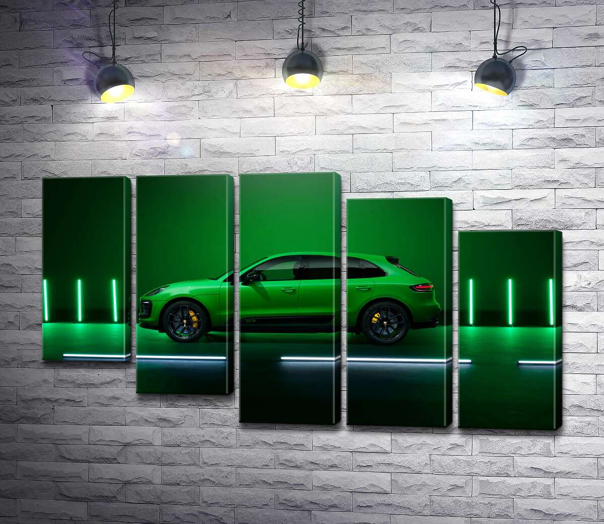 модульная картина Porsche Macan в зеленом цвете (Модуль №28)