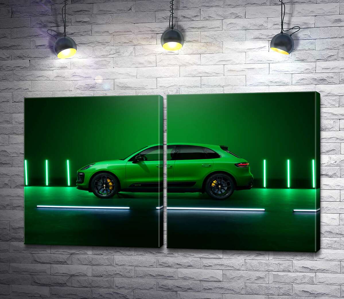 модульна картина Porsche Macan у зеленому кольорі