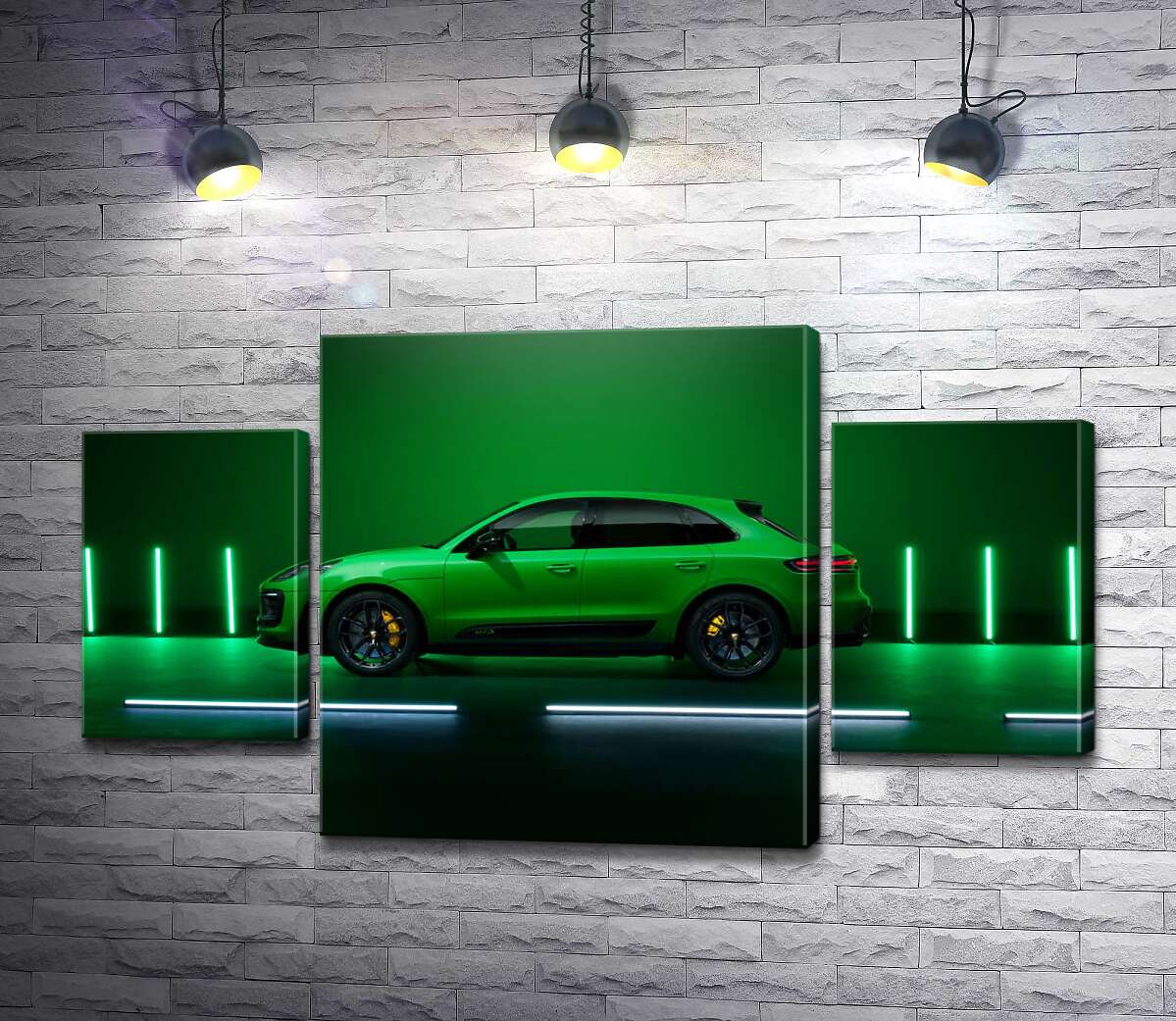 модульная картина Porsche Macan в зеленом цвете (Модуль №5)