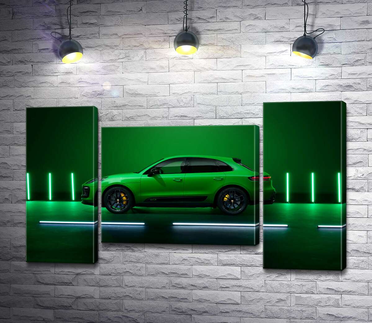 модульная картина Porsche Macan в зеленом цвете (Модуль №11)