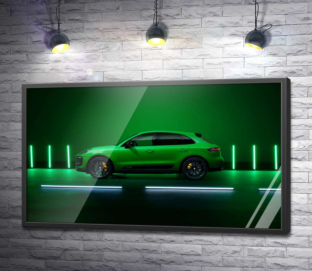 постер Porsche Macan в зеленом цвете