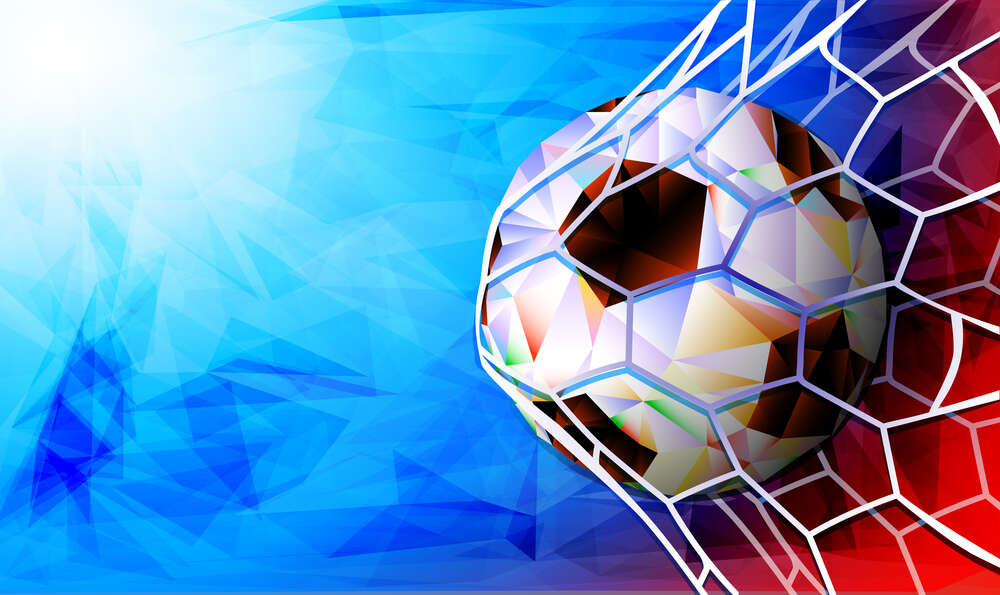 картина-постер Футбольный мяч во вратарской сетке