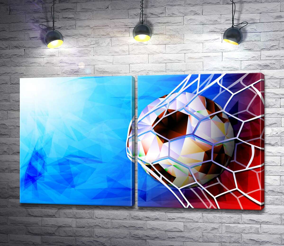 модульная картина Футбольный мяч во вратарской сетке
