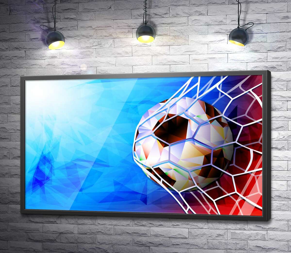 постер Футбольний м'яч у воротарській сітці