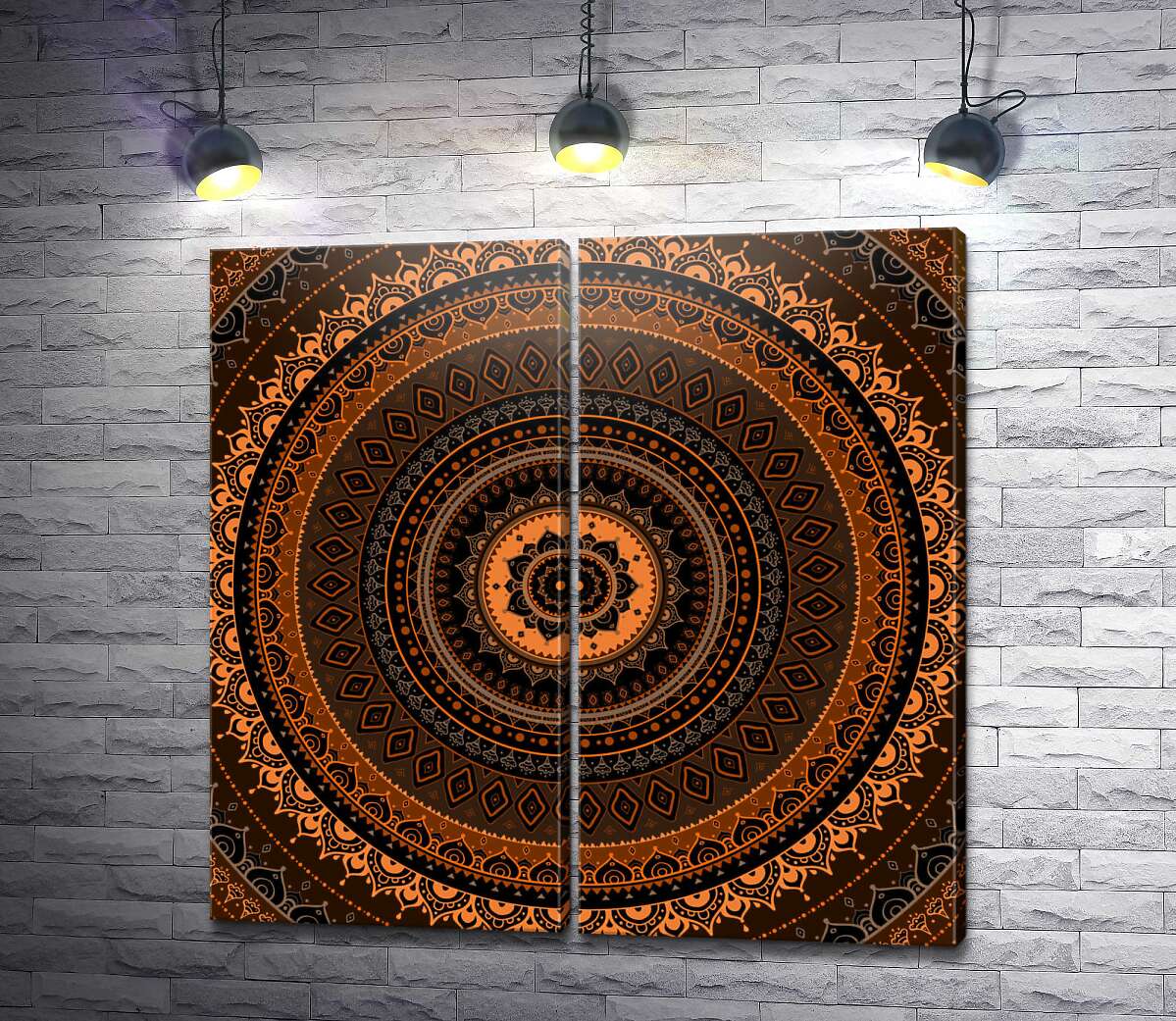 модульная картина Мандала в коричневых тонах