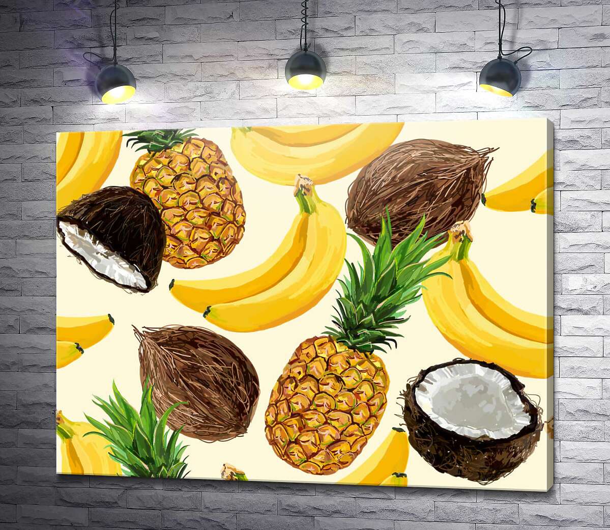 картина Текстура из бананов,кокосов и ананасов