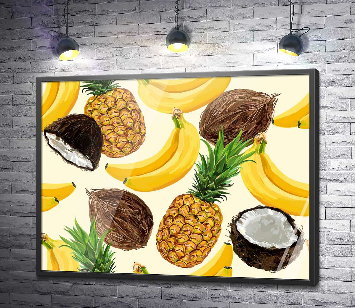 постер Текстура з бананів, кокосів та ананасів