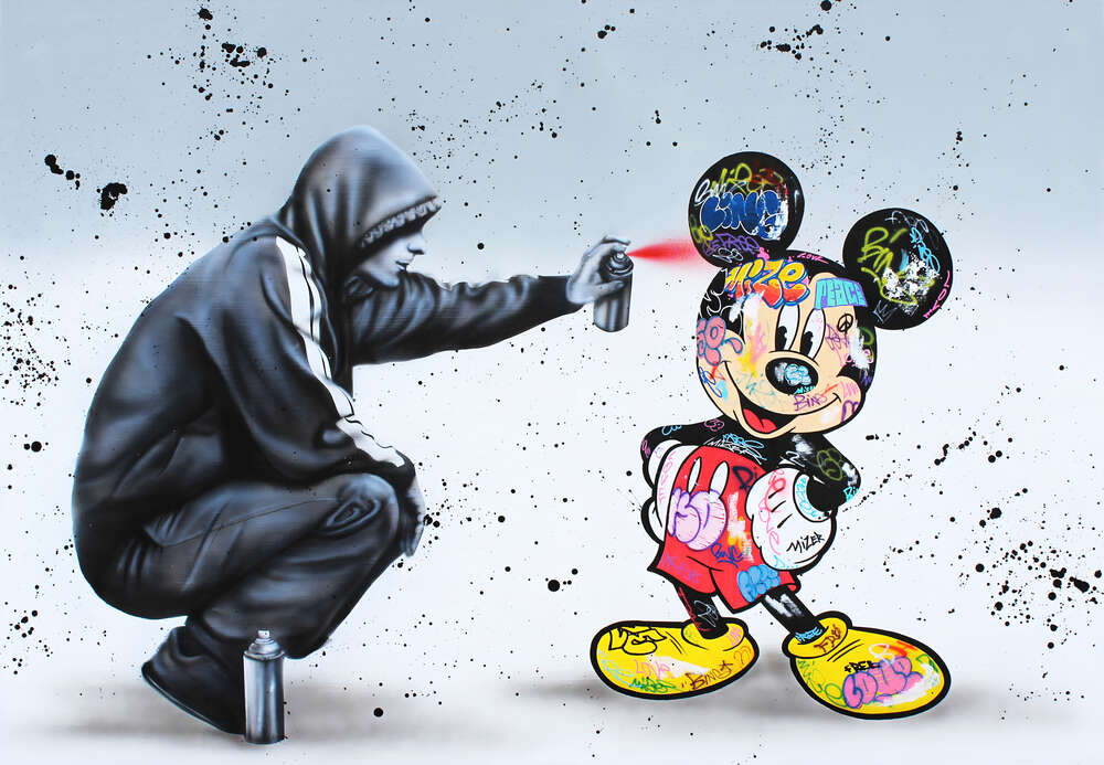 картина-постер Граффити бомбер и Микки Маус