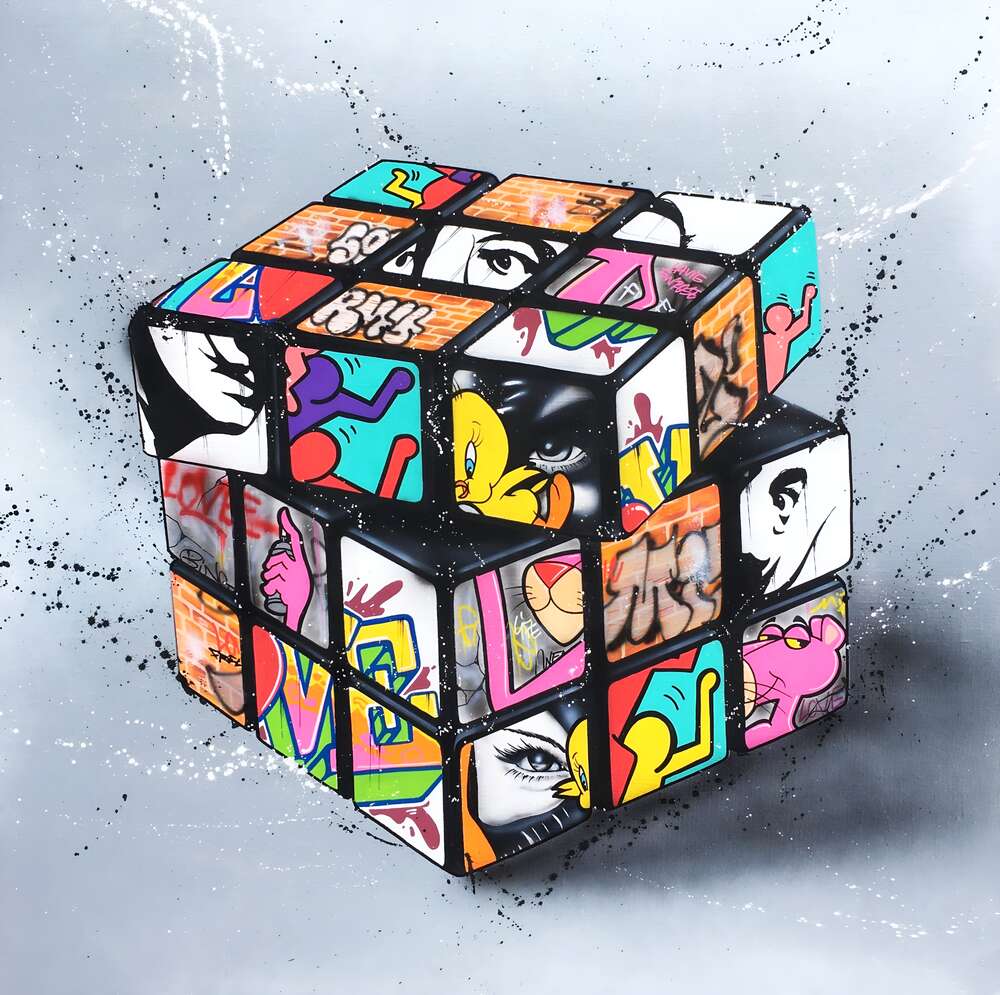 картина-постер Кубик Рубика с арт-граффити