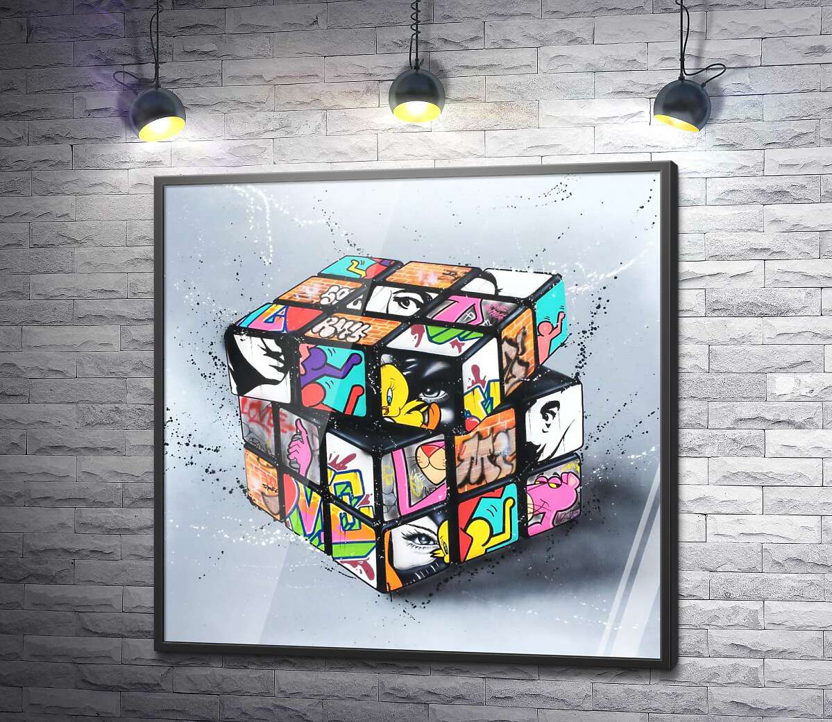 постер Кубик Рубика с арт-граффити