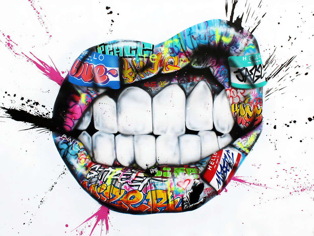 картина-постер Губи з арт-графіті
