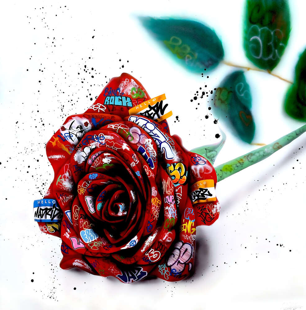 картина-постер Троянда з арт-графіті