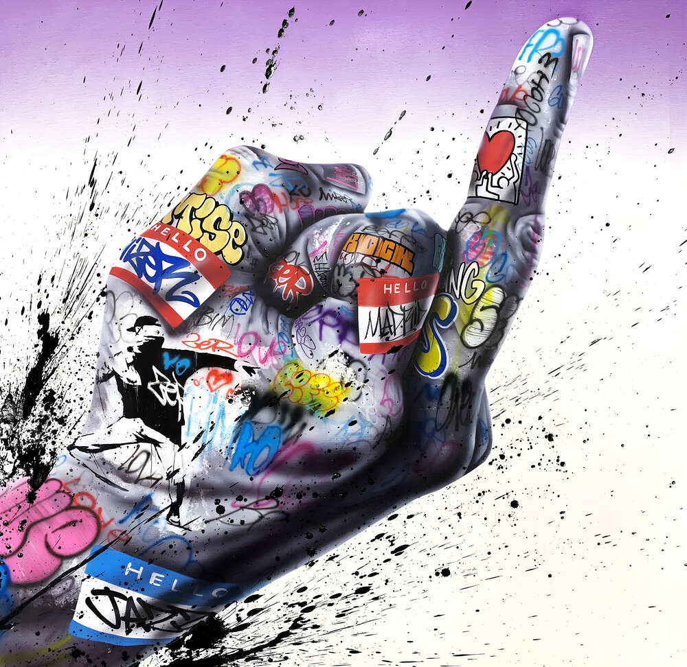 картина-постер Средний палец и граффити-стикеры