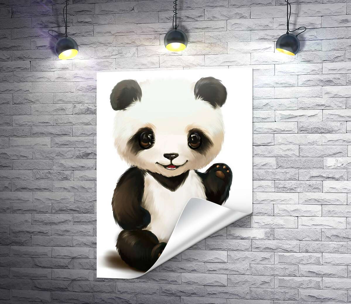 печать Милый медвежонок панда