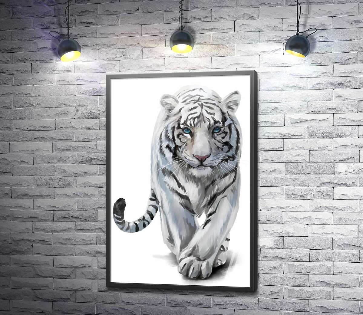 постер Білий тигр з блакитними очима