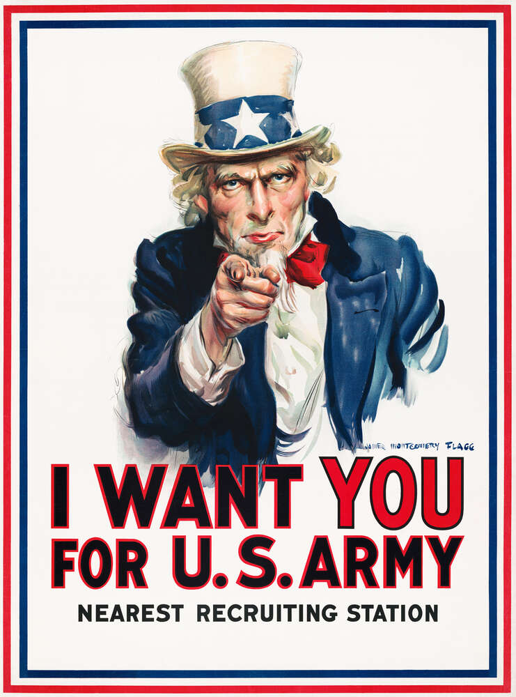 картина-постер Плакат военного рекрутинга в США (I want you for US army)