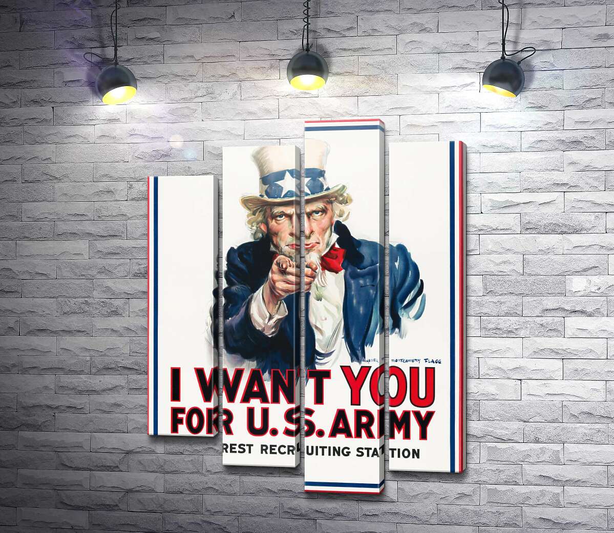 модульна картина Плакат військового рекрутингу в США (I want you for US army) (Модуль №3)