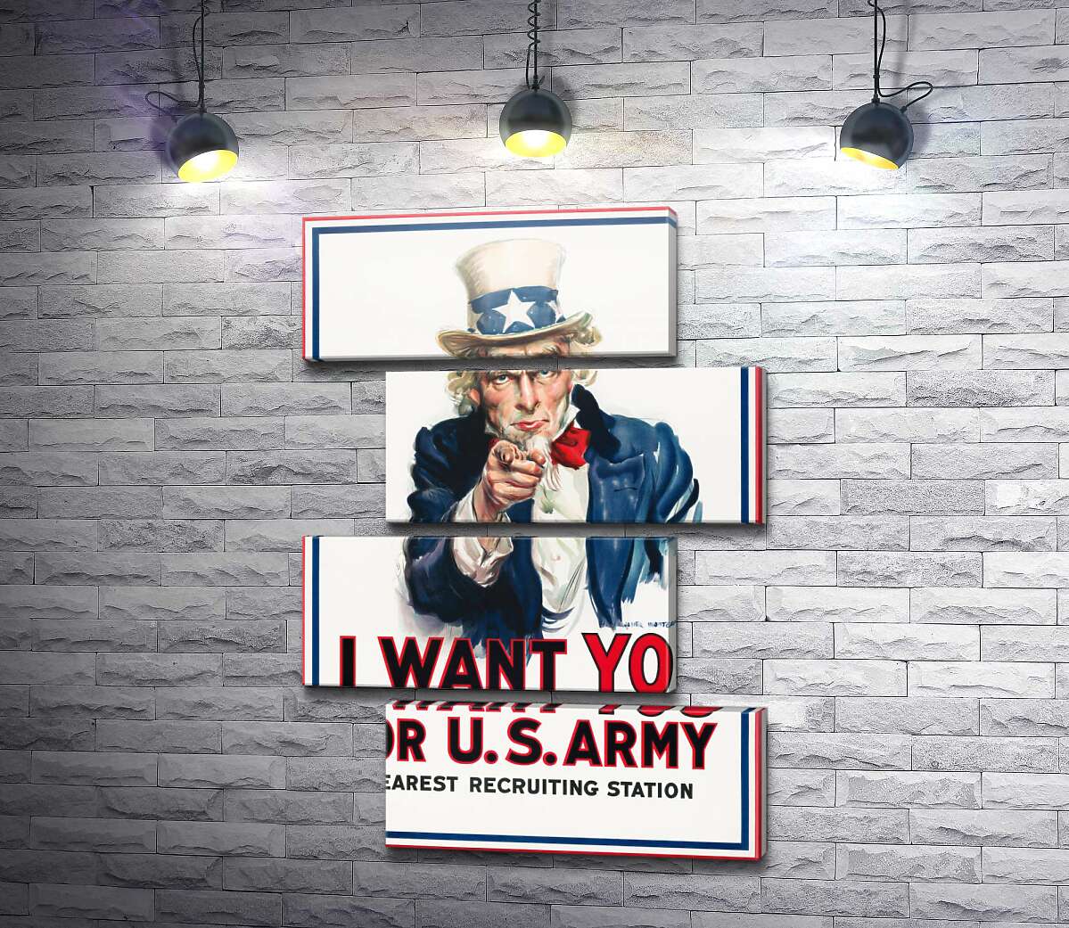 модульна картина Плакат військового рекрутингу в США (I want you for US army) (Модуль №23)