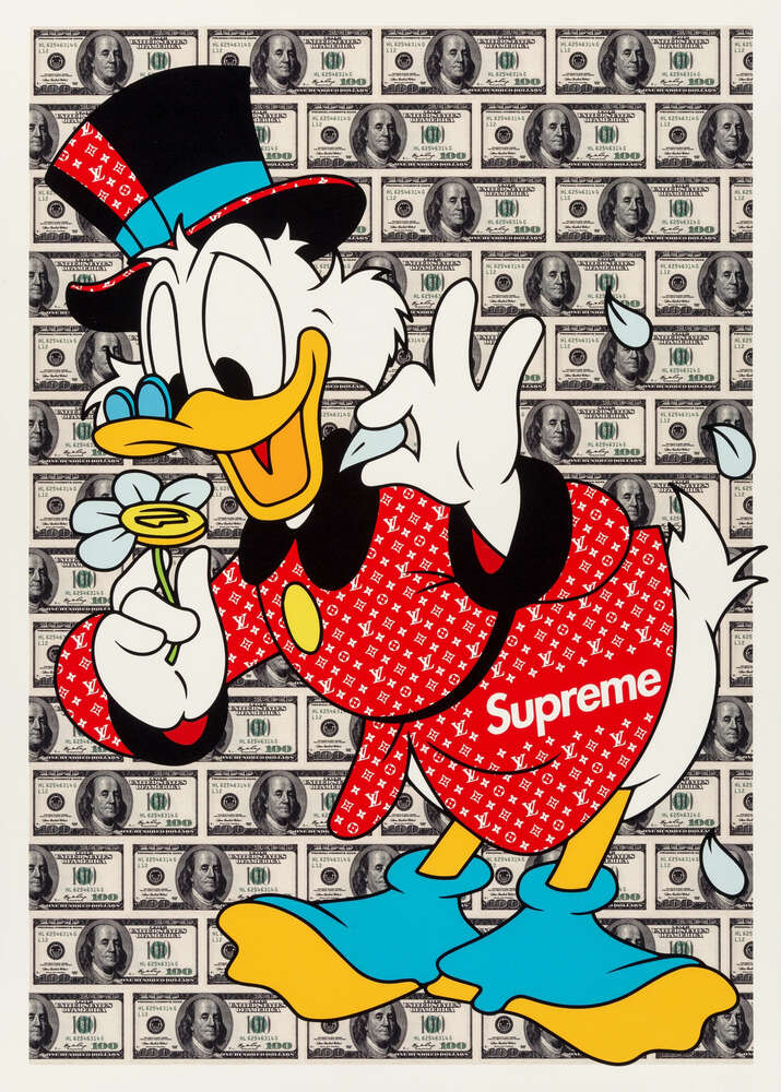 картина-постер Скрудж Макдак гадает на денежной ромашке
