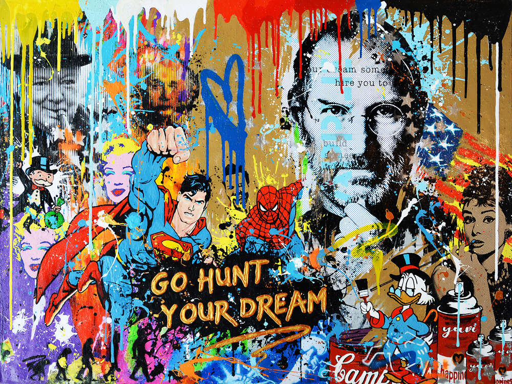 картина-постер Арт граффити с Джобсом - Go hunt your dream